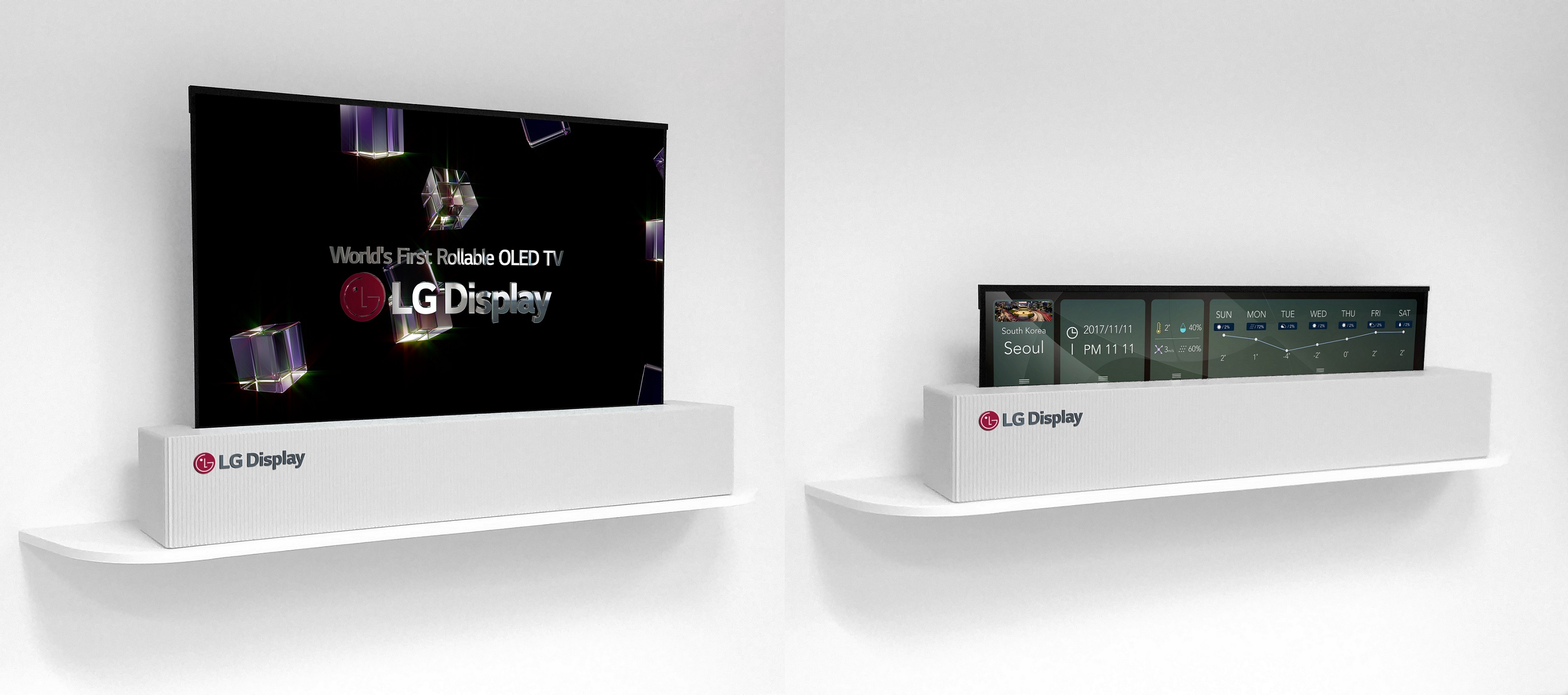 65-дюймовый телевизор со сворачивающися дисплеем. Фото - LG Dsplay