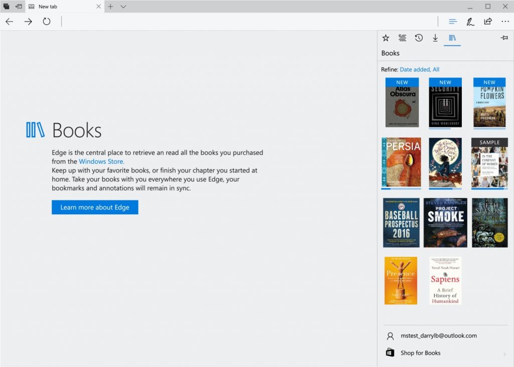Книги в Microsoft Edge