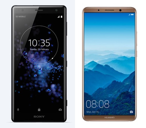 Слева - Sony Xperia XZ2, справа - Huawei Mate 10 Pro